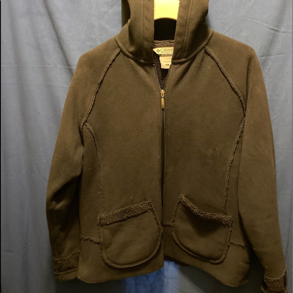 Women XL Columbia fleece jacket hood zip up